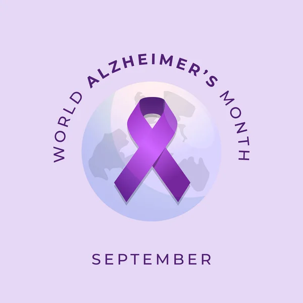 Dünya Alzheimer Ayının tasarım şablonu kutlama için iyidir. mor kurdele tasarımı çizimi. Kurdele vektörü. düz dizayn. 10 saniye..