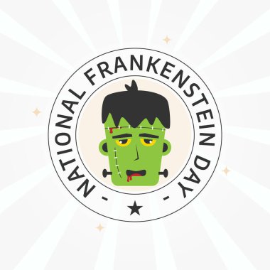 Frankenstein Günü 'nün tasarım şablonu kutlama için uygun. Frankeinstein vektör çizimi. düz dizayn. 10 saniye..