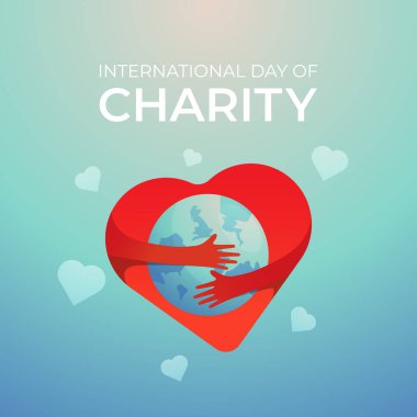 Uluslararası Yardım Günü tasarımı kutlama için iyi bir şablon. Hayır işi tasarım şablonu. Kalp vektör çizimi. düz dizayn. 10 saniye..