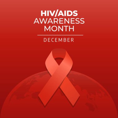 AIDS Farkındalığı Ayının tasarım şablonu kutlama için uygun. Kırmızı kurdele vektör tasarımı. Kurdele çizimi. düz dizayn. 10 saniye..