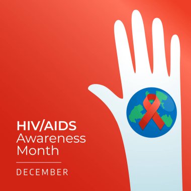 AIDS Farkındalığı Ayının tasarım şablonu kutlama için uygun. Kırmızı kurdele vektör tasarımı. Kurdele çizimi. düz dizayn. 10 saniye..