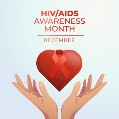 AIDS Farkındalığı Ayının tasarım şablonu kutlama için uygun. Kırmızı kurdele vektör tasarımı. Kurdele çizimi. düz dizayn. 10 saniye..