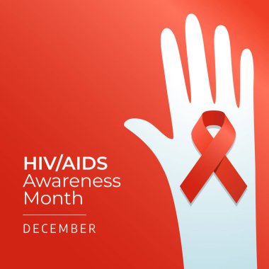 AIDS Farkındalığı Ayının tasarım şablonu kutlama için uygun. Kırmızı kurdele vektör tasarımı. Kurdele çizimi. düz dizayn. 10 saniye..