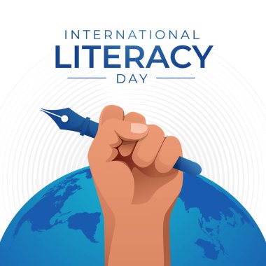 Uluslararası Edebiyat Günü tasarımı kutlama için iyi bir şablon. Okur yazarlık tasarımı. düz dizayn. Pankart şablonu. 10 saniye..