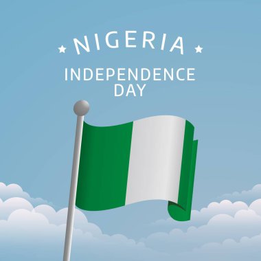 Nijerya 'nın bağımsızlık günü tasarımı kutlama amacıyla iyi bir şablon. Düz Nijerya bayrağı tasarımı. Pankart şablonu. vektör 10.