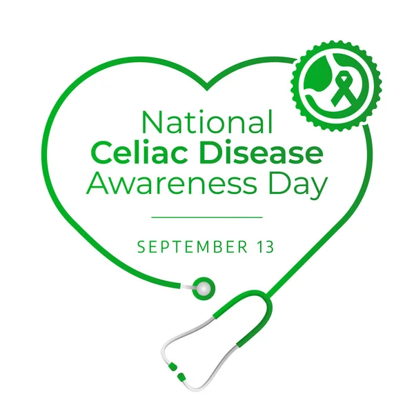 stock vector celiac disease awareness month celebration design template. green ribbon design for celiac disease awareness celebrartion. ribbon design template.