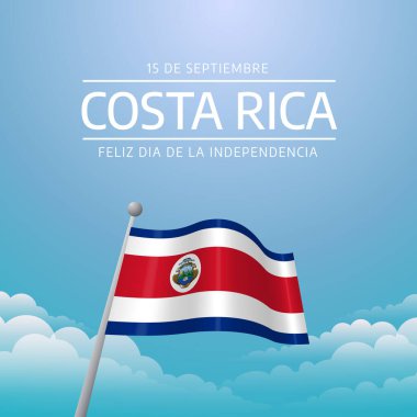 Kosta Rika Bağımsızlık Günü tasarımı kutlama kullanımı için iyi bir şablon. Costa rica bayrak tasarımı. Bayrak tasarımı düz dizayn. vektör 10.