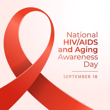 Ulusal HIV-AIDS ve Yaşlanma Bilinci Günü tasarımı kutlama için iyi. Kırmızı kurdele tasarım şablonu. Kurdele tasarımı. düz dizayn. vektör 10.