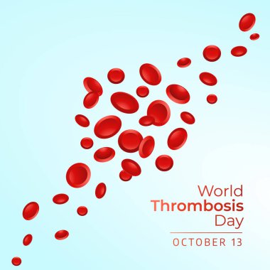 Dünya Trombozu Günü vektör tasarımı kutlama için iyi bir şablon. Kırmızı kurdele vektör çizimi. Kan hücresi çizimi. vektör 10.