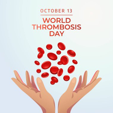 Dünya Trombozu Günü vektör tasarımı kutlama için iyi bir şablon. Kırmızı kurdele vektör çizimi. Kan hücresi çizimi. vektör 10.