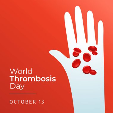 Dünya Trombozu Günü vektör tasarımı kutlama için iyi bir şablon. Kırmızı kurdele vektör çizimi. Kan hücresi çizimi. vektör 10.