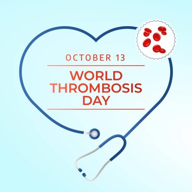 Dünya Trombozu Günü vektör tasarımı kutlama için iyi bir şablon. Kırmızı kurdele vektör çizimi. Kan hücresi çizimi. vektör 10.