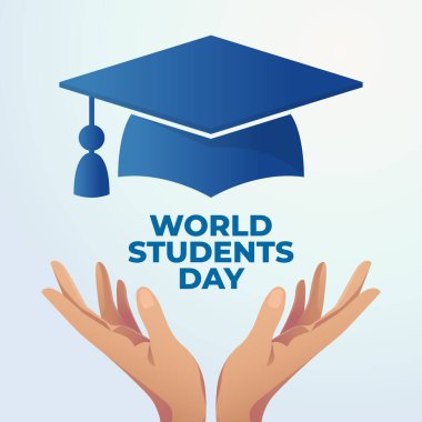 Dünya Öğrenci Günü tasarımı kutlama için iyi bir şablon. Küresel Elma Kalem Çizimi. düz dizayn. vektör 10.