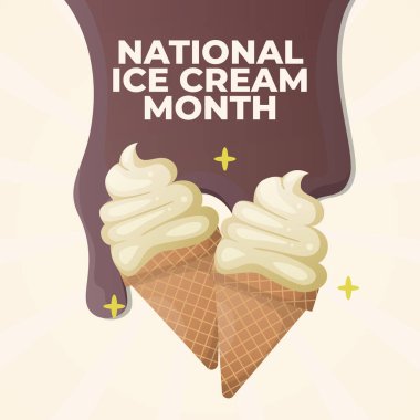 Ulusal Dondurma Ayı tasarımı kutlama kullanımı için iyi bir şablon. Buz vektörü görüntüsü. Dondurma çizimi. 10. vektör. Düz dizayn.