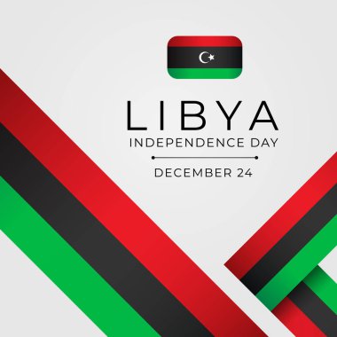 Libya 'nın Bağımsızlık Günü: Vatansever Anma Günü için Vektör Tasarım Şablonu. Tarihi dönüm noktalarını onurlandırmak için ideal olan bu çarpıcı illüstrasyonla ulusun ruhunu yakalamak.