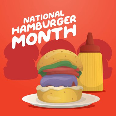 National Hamburger Ay tasarım şablonu kutlama kullanımı için uygun. Hamburger vektör çizimi. düz dizayn. vektör 10.