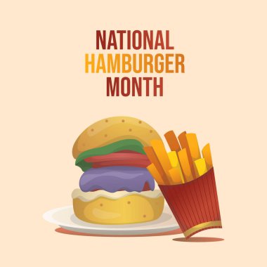 National Hamburger Ay tasarım şablonu kutlama kullanımı için uygun. Hamburger vektör çizimi. düz dizayn. vektör 10.