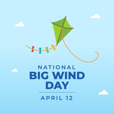 Ulusal Big Wind Day tasarım şablonu kutlama kullanımı için uygun. Büyük rüzgar çizimi. 10. vektör. Düz dizayn.