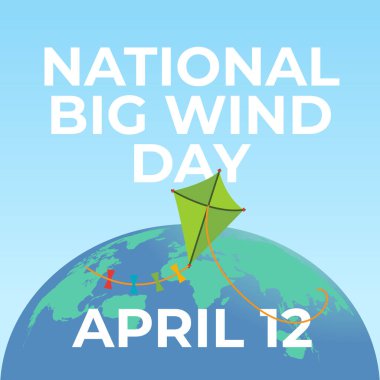 Ulusal Big Wind Day tasarım şablonu kutlama kullanımı için uygun. Büyük rüzgar çizimi. 10. vektör. Düz dizayn.