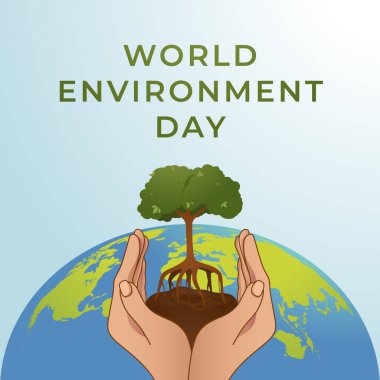Dünya Çevre Günü tasarım şablonu. Toprak vektörü. El vektörü. çevre tasarımı. düz dizayn. vektör 10.