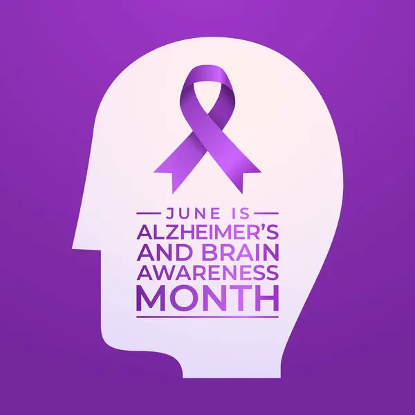 Alzheimer ve Beyin Farkındalığı Ay tasarım şablonu. mor kurdele tasarım şablonu. Beyin vektör çizimi. düz dizayn. Vektör 10.le kurdele tasarım şablonu. Beyin vektör çizimi. düz dizayn. vektör 10.