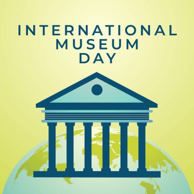 Uluslararası Müze Günü tasarım şablonu. Müze vektör çizimi. Müze resmi. düz dizayn. 10 saniye..