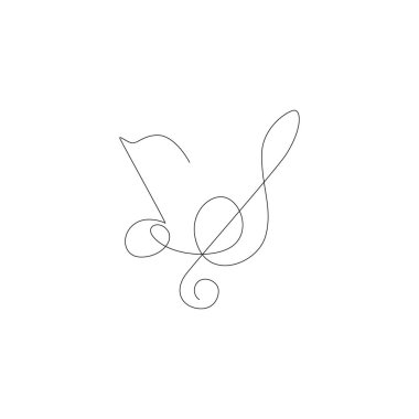 Müzik sembolü çizgi tasarımına devam ediyor. Satır çizimine devam et. Vektör çizgisi. monoline varlığı.