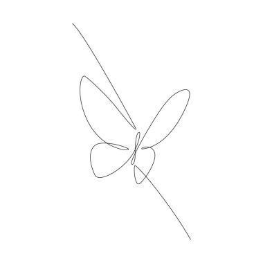 Kelebek sürekli çizgi tasarımı. Şiir elementi sürekli çizgi çizimi. Vektör çizgisi. monoline varlığı.