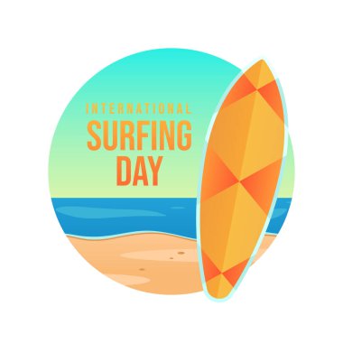Uluslararası Sörf Günü vektör tasarımı kutlama için iyi bir şablon. Sörf vektörü görüntüsü. Sıralama tahtası. vektör 10.