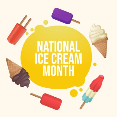 Ulusal Dondurma Ayı vektör tasarımı kutlama kullanımı için iyi bir şablon. Dondurma vektör çizimi. 10. vektör. Düz dizayn.