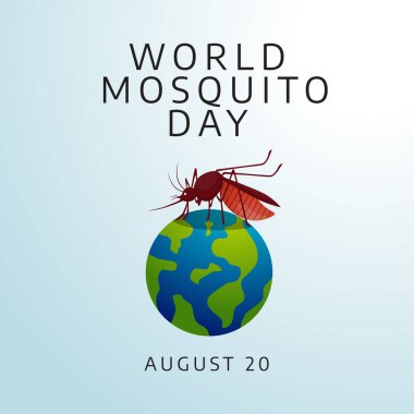 Dünya sivrisinek günü tasarımı kutlama için iyi bir şablon. Sivrisinek çizimi tasarımı. Düz sivrisinek tasarımı. 10 YIL. Dünya çizimi.