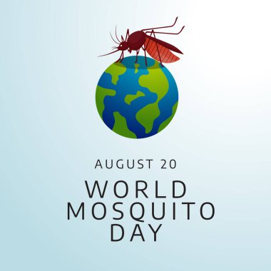 Dünya sivrisinek günü tasarımı kutlama için iyi bir şablon. Sivrisinek çizimi tasarımı. Düz sivrisinek tasarımı. 10 YIL. Dünya çizimi.