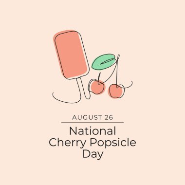 Ulusal Kirazlı Dondurma Günü. Çizgi tasarımı. Vektör hattı sanatı. Devamlı bir çizgi. Kullanım şablonu için iyi. Şablon kutlaması. 10 saniye..