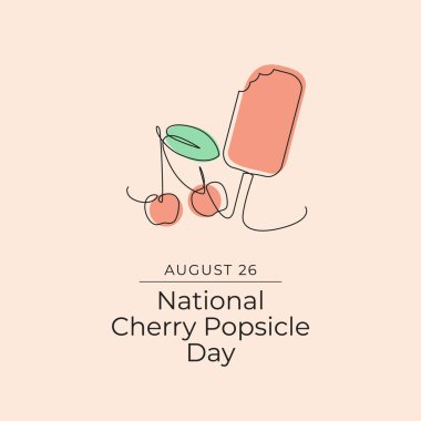 Ulusal Kirazlı Dondurma Günü. Çizgi tasarımı. Vektör hattı sanatı. Devamlı bir çizgi. Kullanım şablonu için iyi. Şablon kutlaması. 10 saniye..