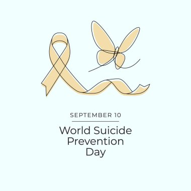 World suicide prevention day design template good for celebration. Line ribbon template design. Continuous line. eps 10.	