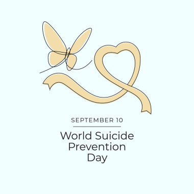 World suicide prevention day design template good for celebration. Line ribbon template design. Continuous line. eps 10.	