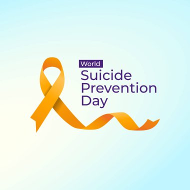 Dünya İntihar Önleme Günü. Düz sanat tasarımı. Vektör düz sanat. Vektör düz kurdele. Kullanım için iyi. 10 saniye.. 