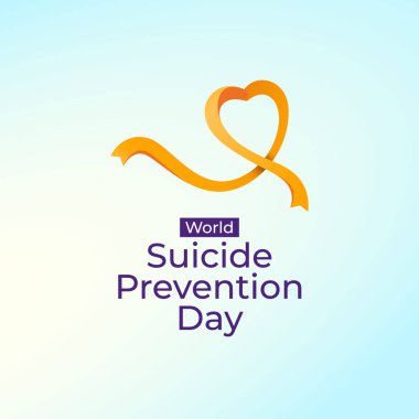 Dünya İntihar Önleme Günü. Düz sanat tasarımı. Vektör düz sanat. Vektör düz kurdele. Kullanım için iyi. 10 saniye.. 
