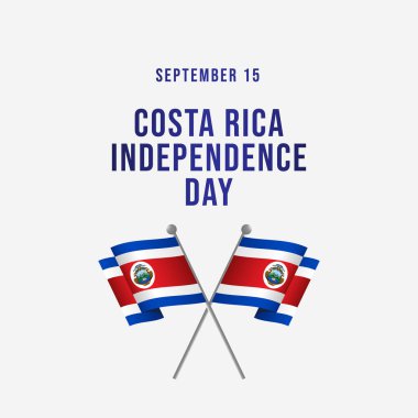 Kosta Rika Bağımsızlık Günü. Düz sanat tasarımı. Bağımsızlık Günü vektörü. Kutlama şablonu kullanımı için iyi. 10 saniye.. 