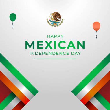 Meksika Bağımsızlık Günü. Düz sanat tasarımı. Bağımsızlık Günü vektörü. Kutlama şablonu kullanımı için iyi. 10 saniye..