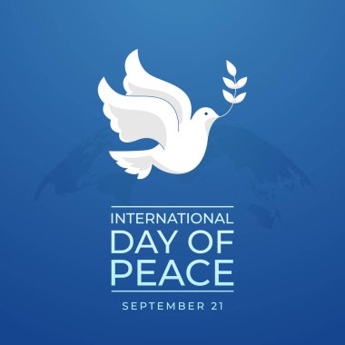Uluslararası Barış Günü. Düz sanat tasarımı. Dünya barışı vektörü. Kutlama şablonu kullanımı için iyi. 10 saniye.. 