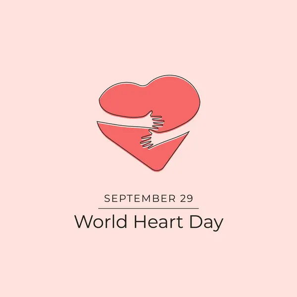 stock vector World Heart Day vector design template good for celebration usage. World Heart Day design. Continuous line drawing. eps 10.