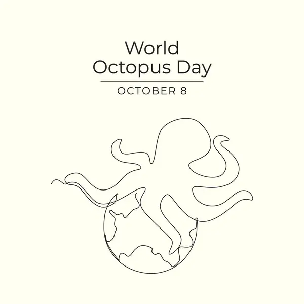 stock vector World Octopus Day vector design template good for celebration usage. World Octopus Day design. Continuous line drawing. eps 10.