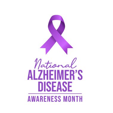 Ulusal Alzheimer Hastalıkları Farkındalık Ayı vektör tasarımı kutlama kullanımı için iyi bir şablon. Mor kurdele tasarımı. düz dizayn. 10 saniye..