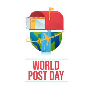 Dünya Postası 'nın vektör tasarımı kutlama kullanımı için iyi bir şablon, World Post Day tasarımı. düz dizayn. 10 saniye..