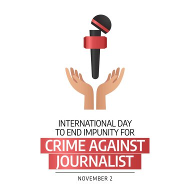 Uluslararası Gazetecilere Karşı Suçlar İçin Cezasızlık Günü vektör tasarımı kutlama kullanımı için iyi bir şablon. düz dizayn. 10 saniye..
