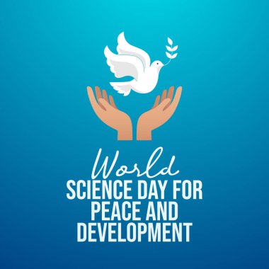 Dünya Barış ve Kalkınma Günü vektör tasarımı kutlama kullanımı için iyi bir şablon. Barış ve Geliştirme için Dünya Bilim Günü. Düz dizayn. 10 saniye..