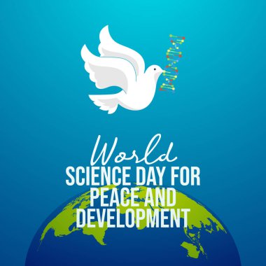 Dünya Barış ve Kalkınma Günü vektör tasarımı kutlama kullanımı için iyi bir şablon. Barış ve Geliştirme için Dünya Bilim Günü. Düz dizayn. 10 saniye..