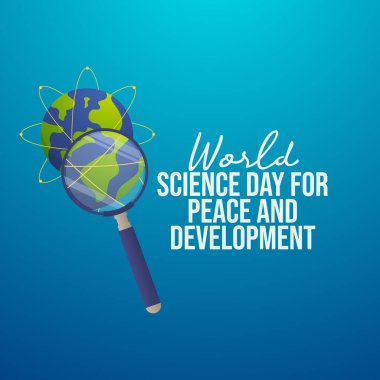 Dünya Barış ve Kalkınma Günü vektör tasarımı kutlama kullanımı için iyi bir şablon. Barış ve Geliştirme için Dünya Bilim Günü. Düz dizayn. 10 saniye..