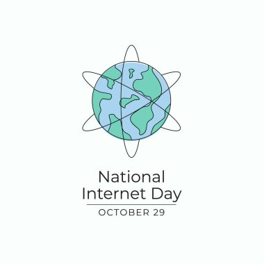 Ulusal İnternet Günü vektör tasarımı kutlama için iyi bir şablon. Ulusal İnternet Günü tasarımı. Devamlı çizgi çizimi. 10 saniye..